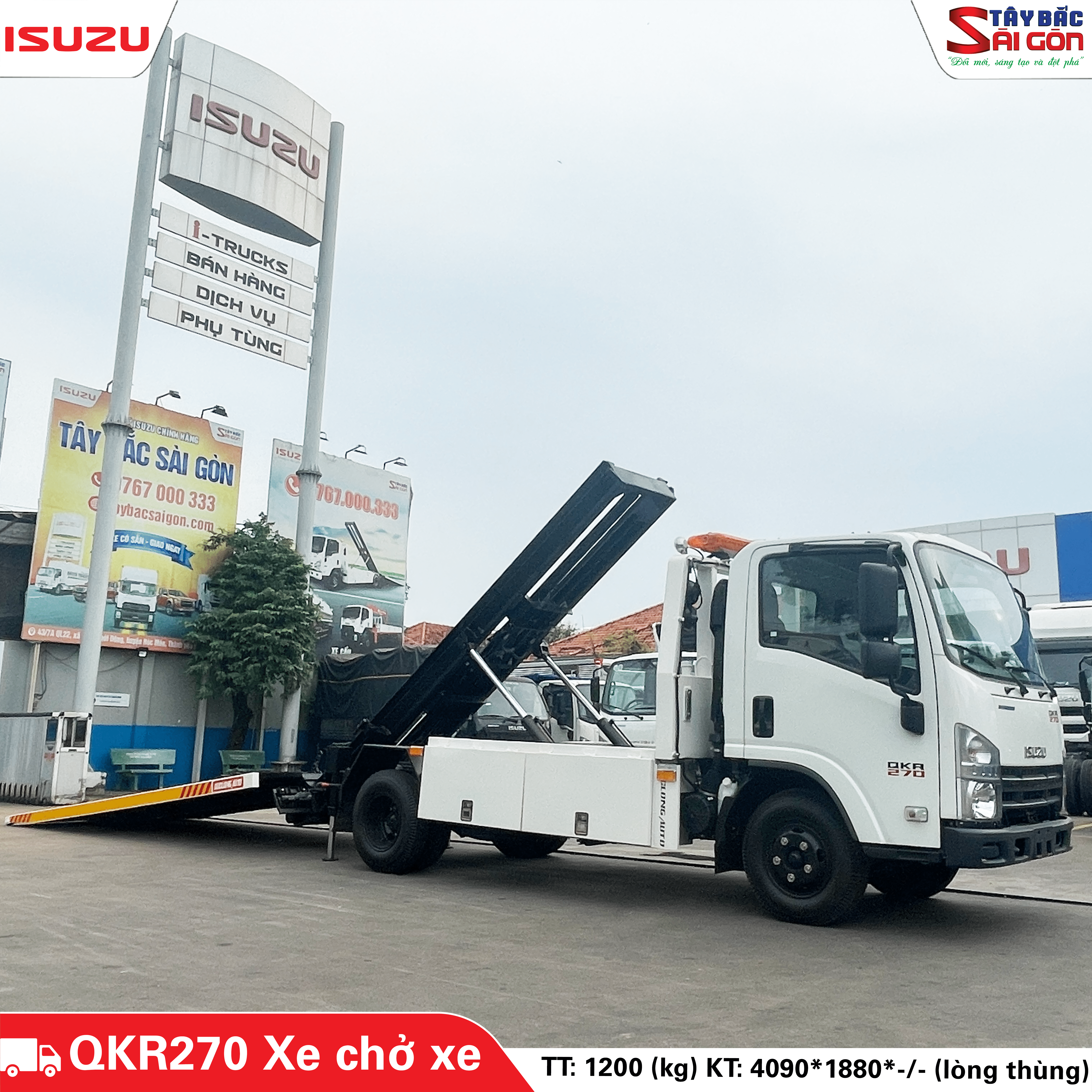 Xe cứu hộ sàn trượt, xe chở xe ISUZU