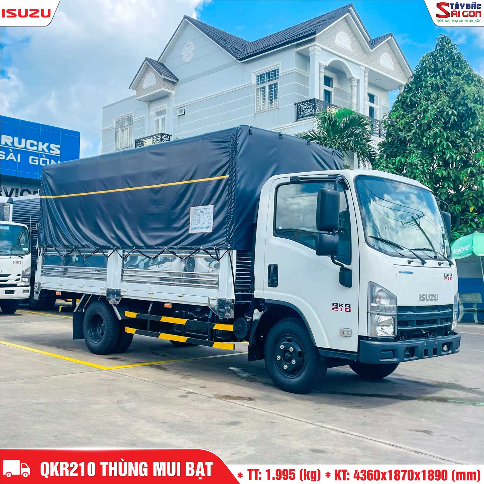 Xe tải thùng mui bạt bửng nhôm 1.9 Tấn