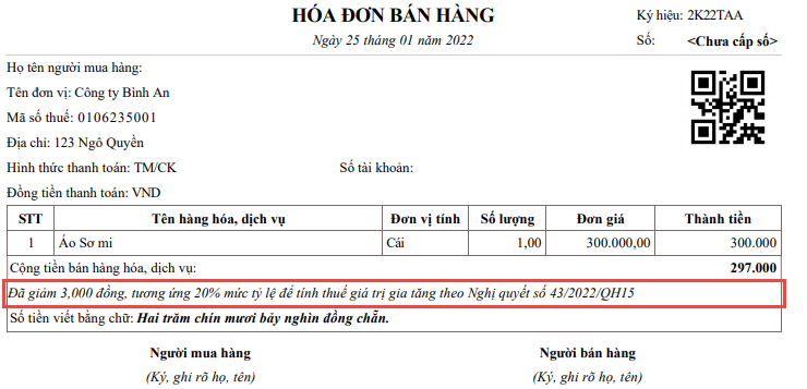 Cách viết hóa đơn giảm thuế GTGT 8%