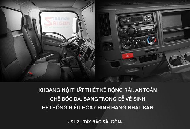 Khoang nội thất xe tải thùng lạnh ISUZU QKR230