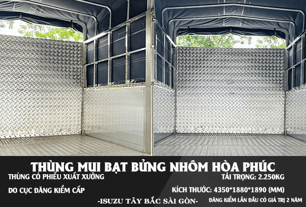 Xe tải thùng mui bạt bửng nhôm ISUZU QKR210