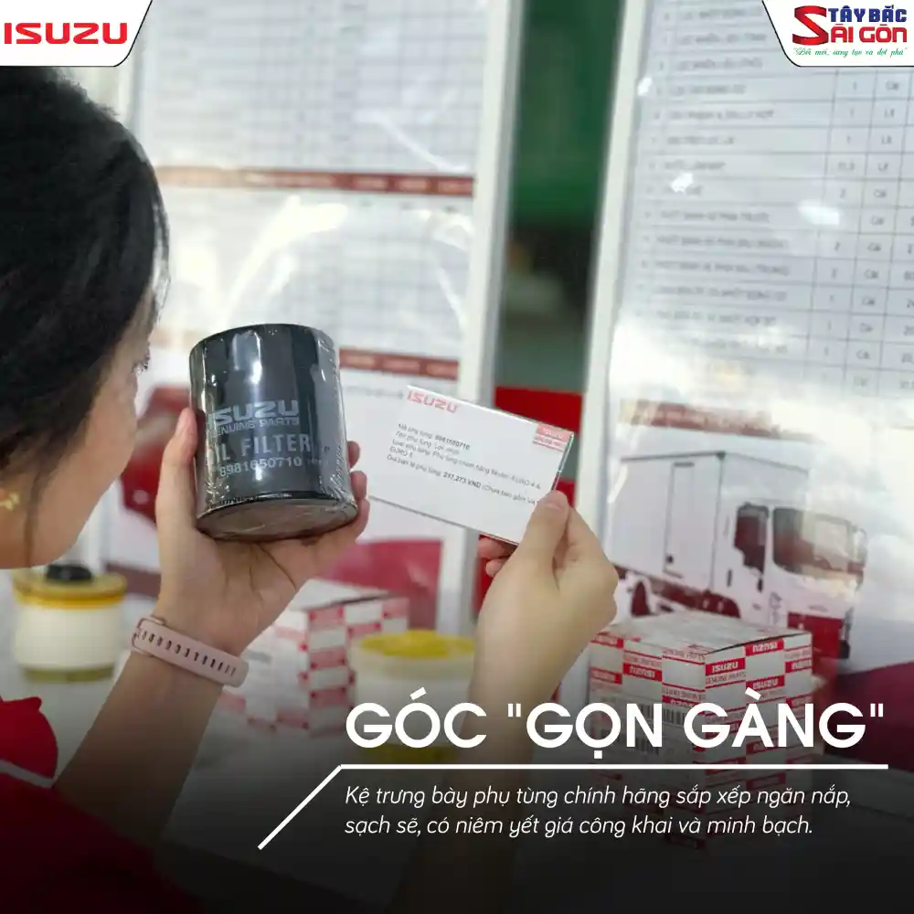 Khu vực trưng bày phụ tùng chính hãng ISUZU